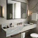 Calacatta Olivia White Gray Marble Wall Mount Bathroom Vanity Sink