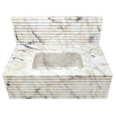 Calacatta Viola Gold Marble Wall-Mount Bathroom Sink Horizontal Fluted Design (W)22" (W)38" (H)12" with 12" Backsplash front view