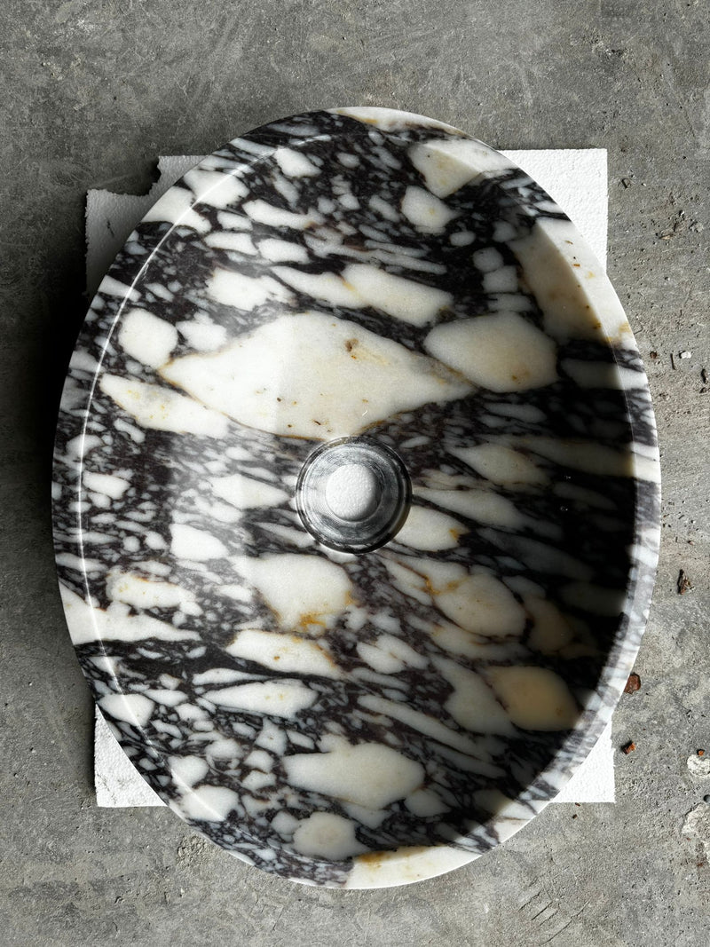 Calacatta Viola Marble Oval Shape Above Vanity Bathroom Sink (W)18" (L)14" (H)5" top view