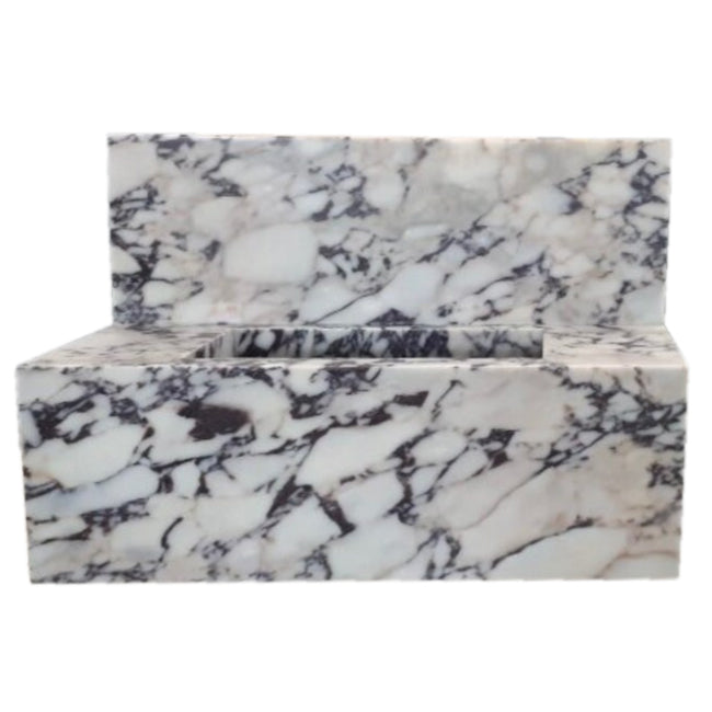 Calacatta Viola Marble Rectangular Wall-mount Bathroom Sink with 10" Backsplash (W)16" (L)32" (H)10"