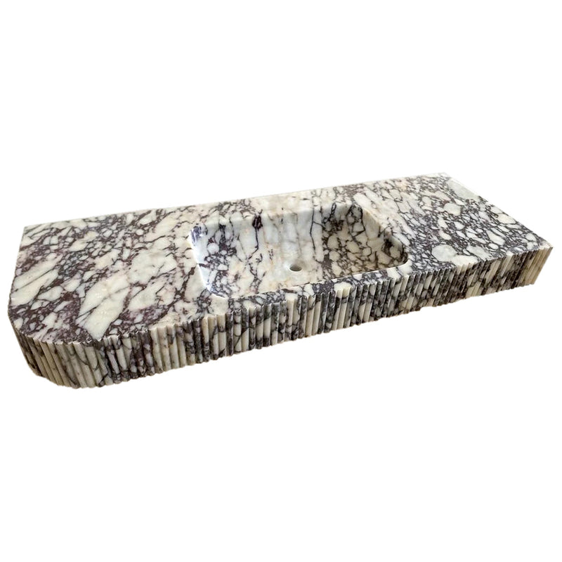 Calacatta Viola Marble Wall-mount Bathroom Vanity carved from Solid Block (W)20" (L)52" product shot