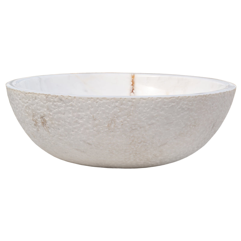 Calacatta White marble vessel sink polished rough outside EGECVP165 D16 H5 side product shot