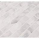 Calacatta cressa 11.81X11.81 honed marble mesh mounted mosaic tile SMOT-CALCRE-2X4H product shot multiple tiles angle view