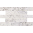 Calacatta cressa 4 in x 12 in honed marble floor and wall tile TCALCRE412H product shot multiple tiles top view