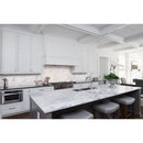 Calacatta cressa arabesque 12X12 honed marble mesh mounted mosaic tile SMOT-CALCRE-ARABESQ product shot kitchen view