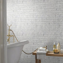 Calacatta cressa basket weave 12X12 honed marble mesh-mounted mosaic tile SMOT-CALCRE-BWH product shot bathroom wall view
