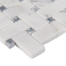 Calacatta cressa basket weave 12X12 honed marble mesh-mounted mosaic tile SMOT-CALCRE-BWH product shot profile view