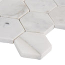 Calacatta cressa hexagon 11.75X12 honed marble mesh mounted mosaic tile SMOT-CALCRE-2HEXH product shot profile view