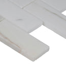 Calacatta gold 12X12 polished marble mesh mounted mosaic tile SMOT-CALAGOLD-2X4P product shot profile view