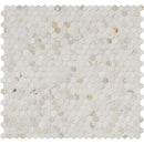 Calacatta gold hexagon 12X12 polished marble mesh mounted mosaic tile SMOT-CALAGOLD-1HEX product shot multiple tiles top view