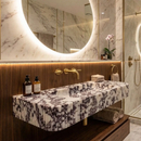 GMStone Calacatta Viola Marble Wall-mount Vanity Sink 18x32 Ribbed