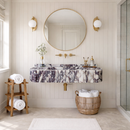 Calacatta Viola Marble Wall-mount Bathroom Vanity Ribbed Textured (W)18" (L)32" (H)6"