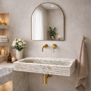 Calacatta Viola Gold Marble Handcrafted Floating Bathroom Sink – Luxury Horizontal Fluted (W)16" (L)36"