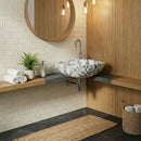 Wall Mount 12 Inch Corner Vessel Sink Polished Marble Bathroom Basin