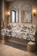 Calacatta Viola Marble Double Sink Wall-mount Bathroom Sink with 10" Backsplash (W)20" (L)80" (H)8"
