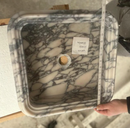 Calacatta Viola Marble Natural Stone Ribbed Square Vessel Sink (W)16.5" (L)16.5" (H)6"