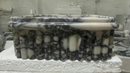 Calacatta Viola Marble Natural Stone Ribbed Square Vessel Sink (W)16.5" (L)16.5" (H)6"