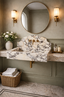 Calacatta Viola Marble Wall-Mount Bathroom Sink with Backsplash (W)18" (L)24" (H)6"