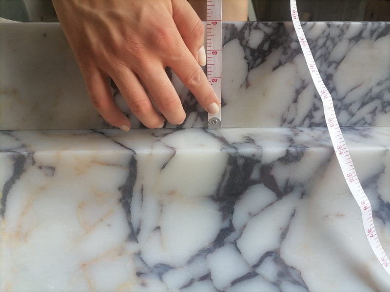 Calacatta Viola Marble Wall-mount Bathroom Vanity carved from Solid Block (W)20" (L)52" backsplash 