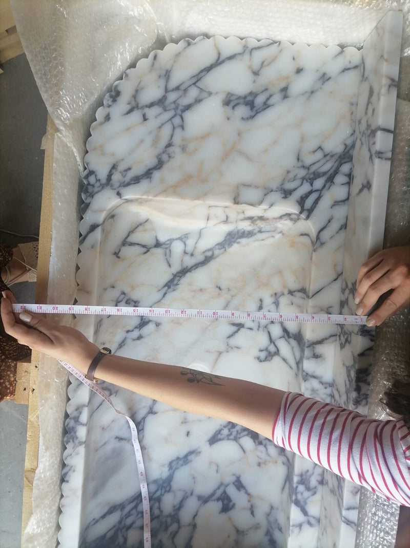 Calacatta Viola Marble Wall-mount Bathroom Vanity carved from Solid Block (W)20" (L)52" width measure