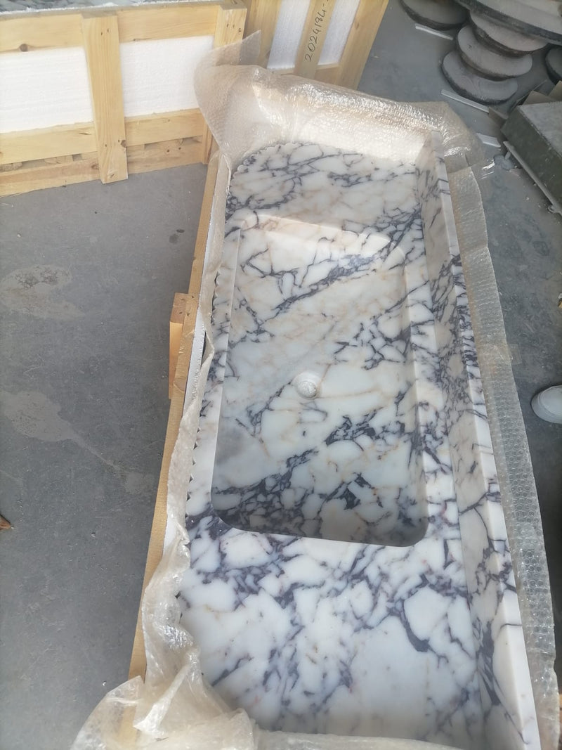 Calacatta Viola Marble Wall-mount Bathroom Vanity carved from Solid Block (W)20" (L)52" packaging