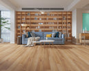 SPC Vinyl Rigid Core 9" Width 60" RL, 8mm Thick, 2mm IXPE   Caliber Brown Paragon Floors - Mazzia Collection Product shoot Hall view 