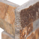 Canyon creek splitface ledger corner 6X18 natural quartzite wall tile LPNLQCANCRE618COR product shot close up corner view