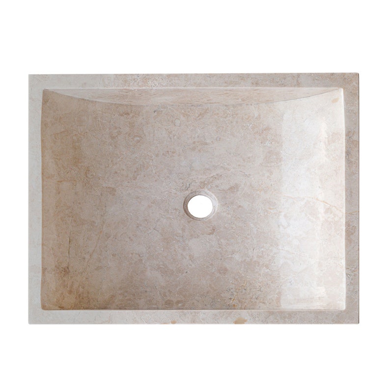 Cappuccino beige marble farmhouse rectangular sink semipolished w18 l21.5 h5 SPCBMF23 product shot angle view