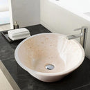 Handcrafted Cappuccino Beige Marble Vessel Sink In 16 Inch Round Polished