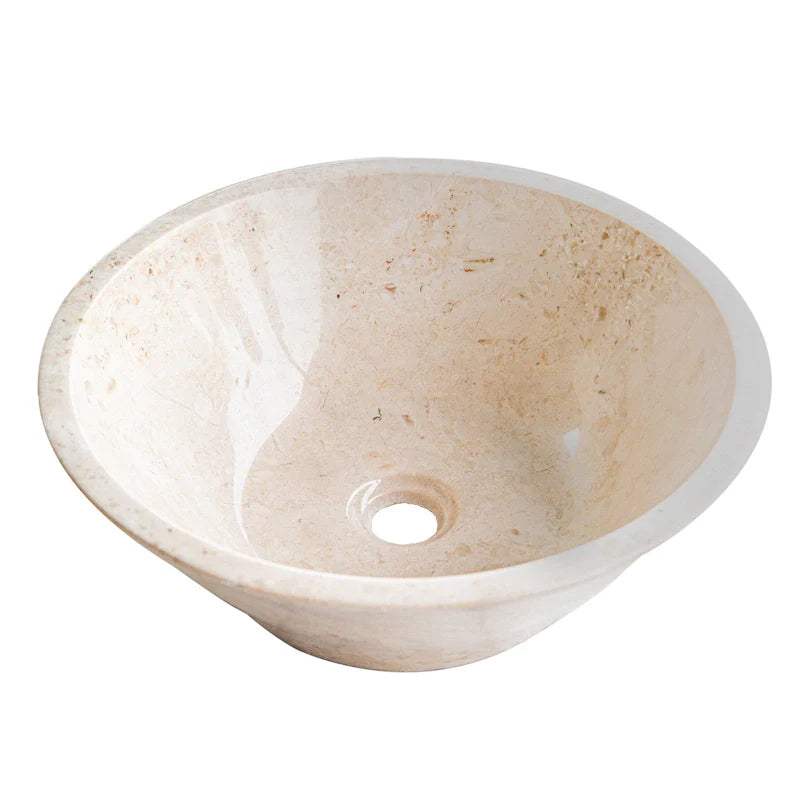 Cappuccino Beige Marble V-Shape Tapered Sink Polished angle view