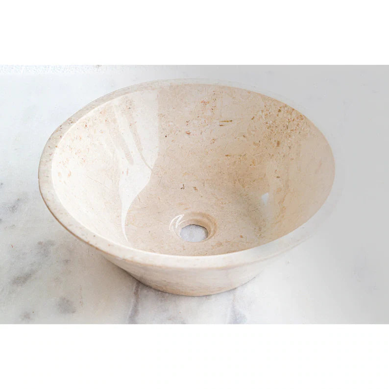 Cappuccino Beige Marble V-Shape Tapered Sink Polished angle view