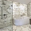 Cararra premium carrara arabescasto porcelain floor and wall tile liberty us collection LUSIRG1224143 product shot bath view