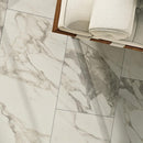 Cararra premium carrara arabescasto porcelain floor and wall tile liberty us collection LUSIRG1224143 product shot multiple tiles angle view