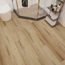 WPC Vinyl Rigid Core 7" Width 48" RL 8.5mm Thick, 1.5mm IXPE Caribbean Sand, Bermuda Floors - Mazzia Collection bathroom view 2