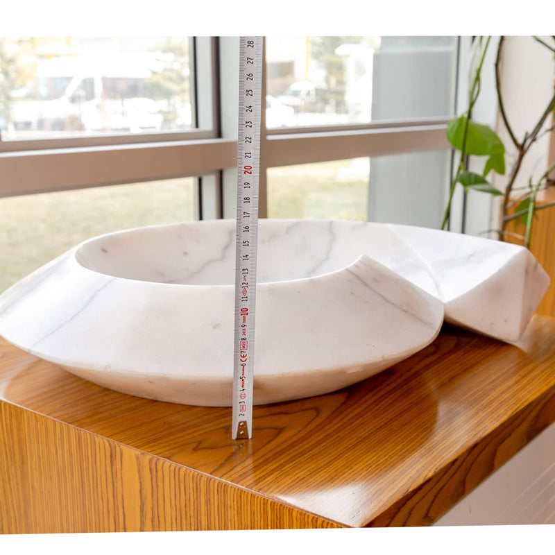 carrara marble helix shape sink NTRVS06 W20 L23 H4Carrara Marble Helix Shape Sink NTRVS06 W20 L23 H4 height measure view