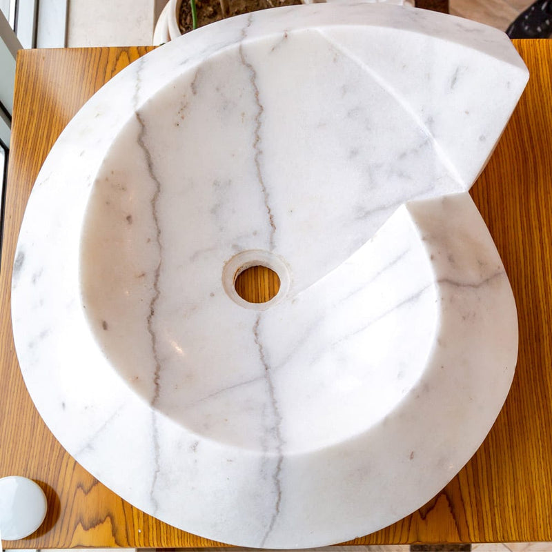 carrara marble helix shape sink NTRVS06 W20 L23 H4Carrara Marble Helix Shape Sink NTRVS06 W20 L23 H4 top view