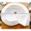 Custom Carrara White Marble Round Vessel Sink With Polished