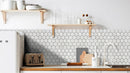 Carrara White Marble Hexagon 2 Polished Mosaic Floor Wall Tile DM-0161-020 kitchen backsplash black grouted