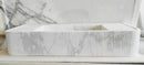 Carrara White Marble Wall Mount Bathroom Sink With Ribbed Texture