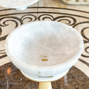 Carrara White Marble Above Vanity Bathroom Vessel Sink Polished (D)16" (H)6" angle view
