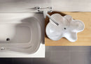 Natural Stone Carrara White Marble Above Vanity Designer Bathroom Sink Polished bathroom next to bathtub top view