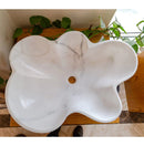 Natural Stone Carrara White Marble Above Vanity Designer Bathroom Sink Polished top view ivy around it