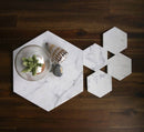 Carrara White genuine marble hexagon coasters 4x4 polished set of product shot