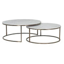 Genuine Carrara White Marble Round Nesting Coffee Table Set of 2