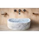 Natural White Marble Vessel Bathroom Sink Round Polished