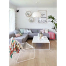 Carrara White Marble Rectangular Coffee Table with Metal Legs