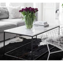 Carrara White Marble Rectangular Coffee Table with Metal Legs