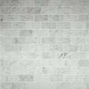 Carrara white 12X12 polished marble mesh mounted mosaic floor and wall tile SMOT-CAR-2X4P product shot multiple tiles top view