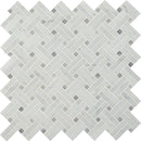 Carrara white basket weave 12.2X12.2 polished marble mesh mounted mosaic tile SMOT-CAR-BW2P product shot multiple tiles close up view