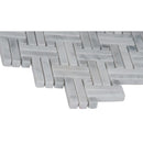 Carrara white basket weave 12.2X12.2 polished marble mesh mounted mosaic tile SMOT-CAR-BW2P product shot profile view